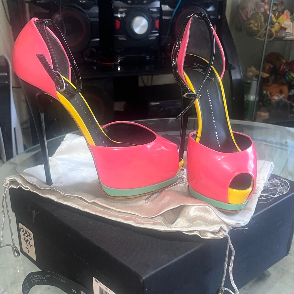 Giuseppe Zanotti Vibrant Pink and Black Heels